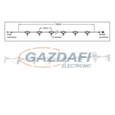 Tronix 010-105 fő kábel fényfüggönyhöz, 12 szálas, 120 cm, fehér, IP44 világítás