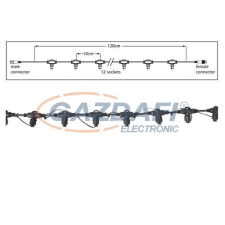 Tronix 010-106 fő kábel fényfüggönyhöz, 12 szálas, 120 cm, fekete, IP44 világítás