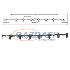 Tronix 010-106 fő kábel fényfüggönyhöz, 12 szálas, 120 cm, fekete, IP44 világítás