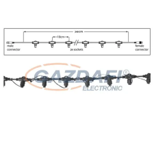 Tronix 010-108 fő kábel fényfüggönyhöz, 24 szálas, 240 cm, fekete, IP44 világítás
