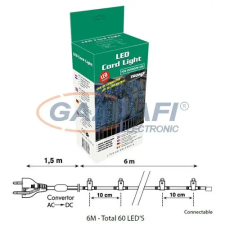 Tronix 015-008 LED-es fényfüzér, zöld kábel, 6m, meleg fehér fény, IP20 világítás
