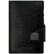 Tru Virtu Click & Slide Twin pénztárca - Croco fekete bőr pénztárca