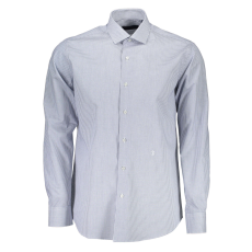 Trussardi Karcsú hosszú ujjú ing, Trussardi, pamut, fehér/kék kockás, 41 INTL