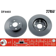 TRW féktárcsa DF4403 autóalkatrész