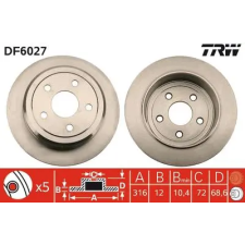 TRW féktárcsa DF6027 autóalkatrész