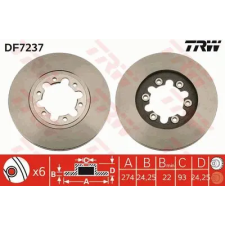 TRW féktárcsa DF7237 autóalkatrész