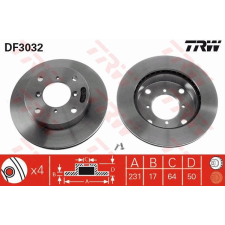 TRW Féktárcsa TRW DF3032 féktárcsa