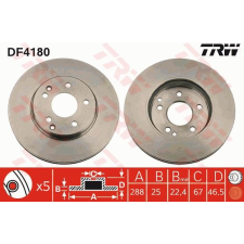 TRW Féktárcsa TRW DF4180 féktárcsa