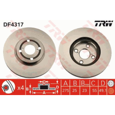TRW Féktárcsa TRW DF4317 féktárcsa