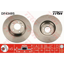 TRW Féktárcsa TRW DF4349S féktárcsa