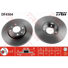 TRW Féktárcsa TRW DF4364 féktárcsa