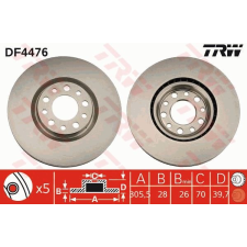 TRW Féktárcsa TRW DF4476 féktárcsa