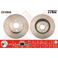 TRW Féktárcsa TRW DF4806 féktárcsa