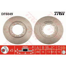 TRW Féktárcsa TRW DF6049 féktárcsa