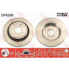 TRW Féktárcsa TRW DF6308 féktárcsa