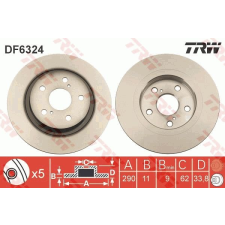 TRW Féktárcsa TRW DF6324 féktárcsa
