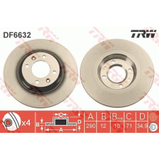 TRW Féktárcsa TRW DF6632 féktárcsa