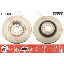 TRW Féktárcsa TRW DF6686 féktárcsa
