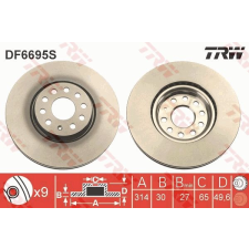 TRW Féktárcsa TRW DF6695S féktárcsa