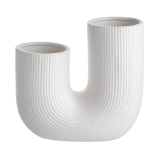 TUBE kerámia váza, fehér 22,5cm dekoráció