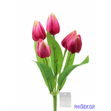  Tulipán 5 fejes selyem csokor 30 cm - Sötét Rózsaszín dekoráció