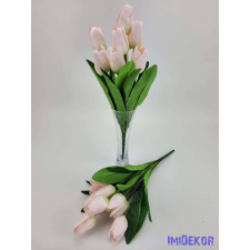  Tulipán 9 fejes selyem csokor 35 cm - Halvány rózsaszín dekoráció