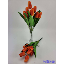  Tulipán 9 fejes selyem csokor 35 cm - Narancs dekoráció