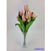  Tulipán 9 fejes selyem csokor 35 cm - Rózsaszín