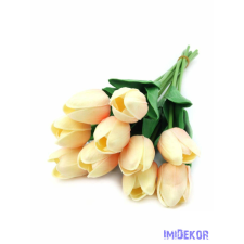 Tulipán gumis 10 szálas real touch köteg 33cm - Barack dekorációs kellék