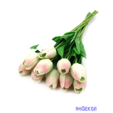 Tulipán gumis 10 szálas real touch köteg 33cm - Cirmos Zöld dekorációs kellék