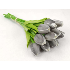 Tulipán habgumi10 szálas csokorban 35cm #szürke dekoráció