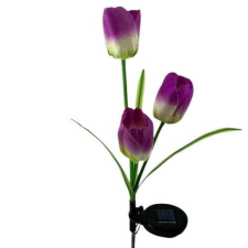 Tulipán LED napelemes lámpa 3 virággal a kertbe, magassága 78 cm kültéri világítás