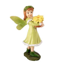  Tündér világos zöld ruhában, virágkosárral. Magassága: 9,2 cm játékfigura
