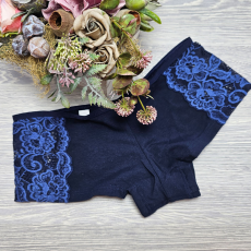 Turbó Csipkés szélű női short-francia alsó L, Kék