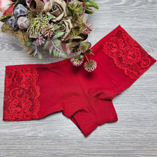 Turbó Csipkés szélű női short-francia alsó M, Piros női alsó