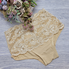 Turbó Magas derekú női alsó széles csipke díszítéssel 2XL, Drapp