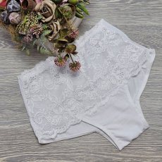 Turbó Magas derekú női alsó széles csipke díszítéssel L, Fehér