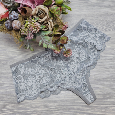 Turbó Széles oldalú csipkés tanga M, Világos szürke női alsó