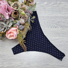 Turbó Varrat nélküli TANGA KÉK-PÖTTYÖS mintás L