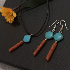  Türkinit és fa.  Tribál fülbevaló + medál fülbevaló