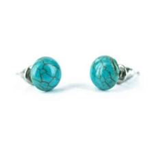 Türkinit (howlit) cabochon beszúrós fülbevaló, nemesacél szerelék, nikkelmentes, 8 mm ékszer szett