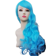 TÜRKIZKÉK Anime Cosplay Extra hosszú hullámos frufrus paróka T313 -T4516 paróka
