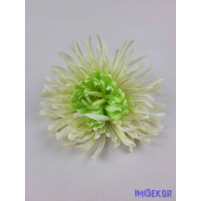  Tűszirmú krizantém fej 16cm - Krém-Zöld dekorációs kellék