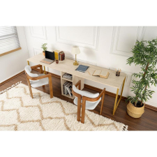 TUTI AG Íróasztal Twin Study Desk - Travertine, Arany íróasztal