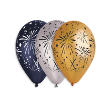  Tűzijátékos lufi 3 szín 10db/cs, 33cm party kellék