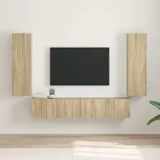  TV Fali Szekrény 2 db Sonoma Szerelt Fa bútor