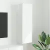  TV Fali Szekrény 30 x 31 x 100 cm Fényes Fehér Szerelt Fa