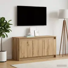  TV szekrény 100 x 34 x 50 cm Kézműves Tölgy Szerelt Fa bútor