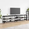  TV szekrény Fekete tölgy 200 x 30 x 50 cm Műszaki fa és vas