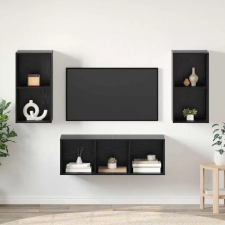  TV szekrény garnitúra 3 pcs Fekete tölgy Faanyag bútor